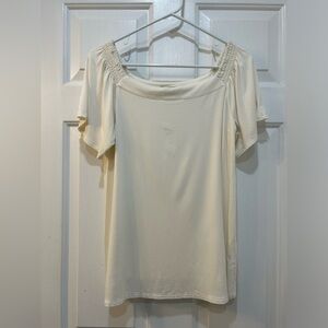 J. Jill Wearever Collection Square Boat Neck Drape Sleeve Cream Casual Size M